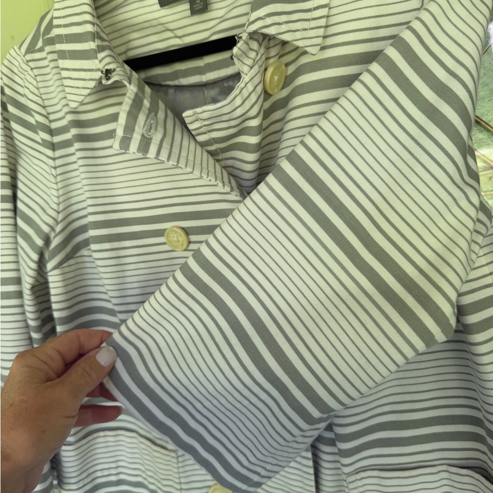 Proenza Schouler Striped Lined Jacket in White and Gray Size M. NWOT COTTON - Picture 5 of 12